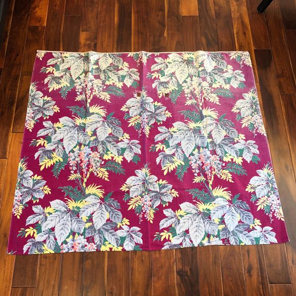 Unbranded Other - Vintage Fabric / Tablecloth Floral Flowers Leaves Rectangle 44x37"